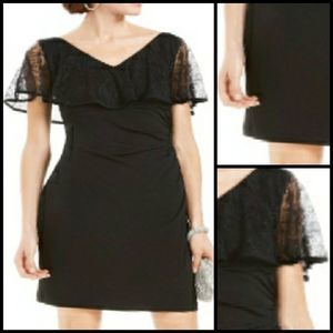 Connected Apparel lace overlay sheath dress
